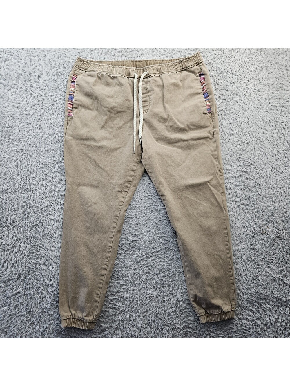 WOWIE Rambler Jogger Pants Men XL Brown Taper Drawstring (Fits 38-40x28)